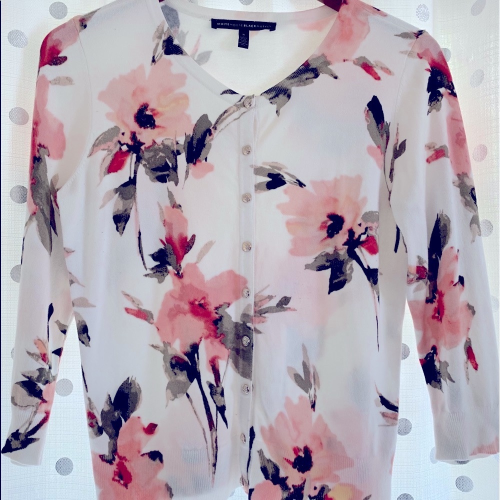 3/4 length Floral Snap Front Cardigan
